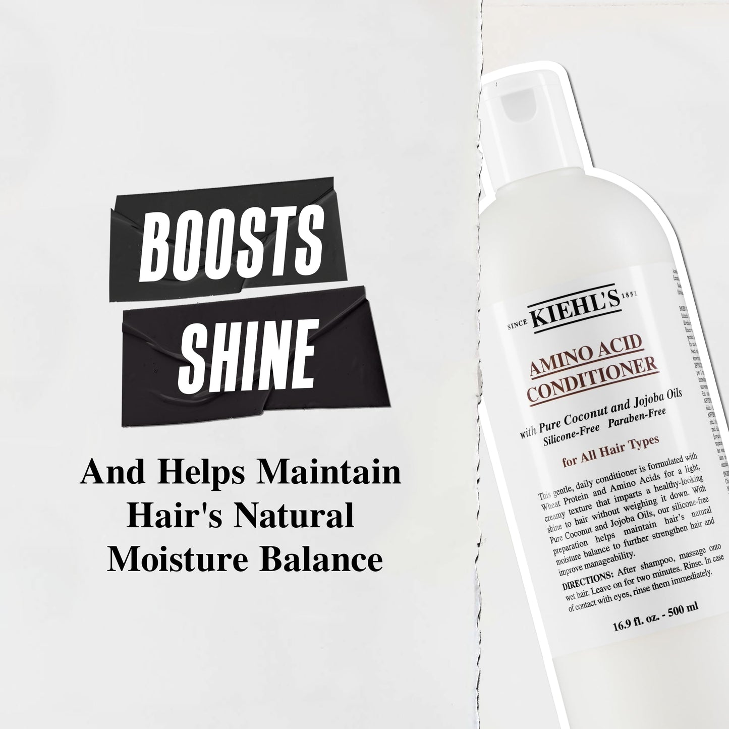 Kiehl's Amino Acid Conditioner, Strengthening and Moisturizing Hair Treatment, with Amino Acids, Jojoba and Coconut Oil to Improve Manageability and Added Shine - 16.9 fl oz